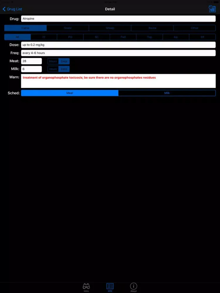 Ag Drug Residue Reference iPad  Screenshots