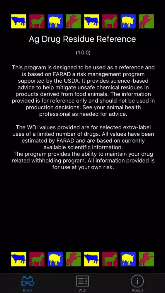 Ag Drug Residue Reference Screenshots