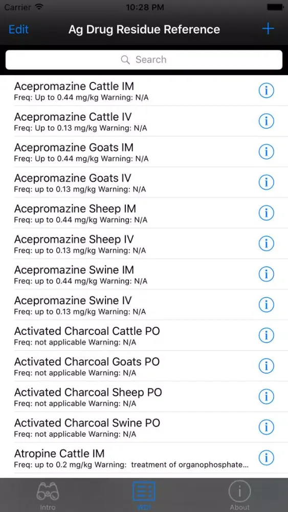 Ag Drug Residue Reference Screenshots