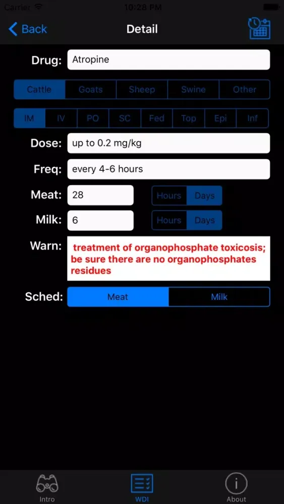 Ag Drug Residue Reference Screenshots