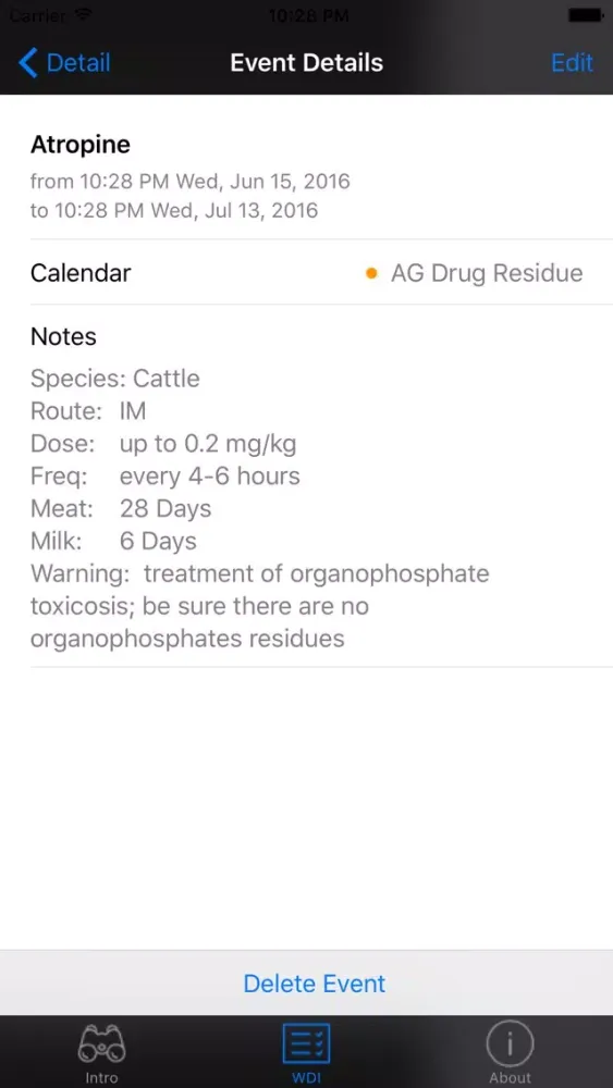 Ag Drug Residue Reference Screenshots