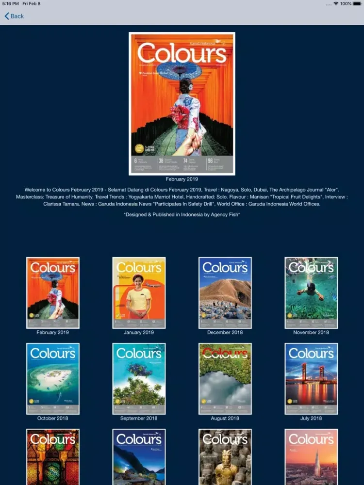 Capturas de tela do Garuda Colours Magazine iPad 