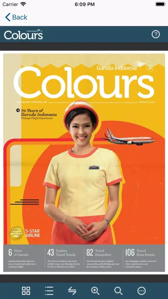 Capturas de tela do Garuda Colours Magazine