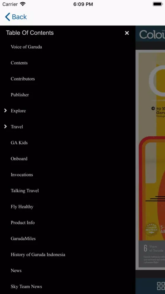 Capturas de tela do Garuda Colours Magazine