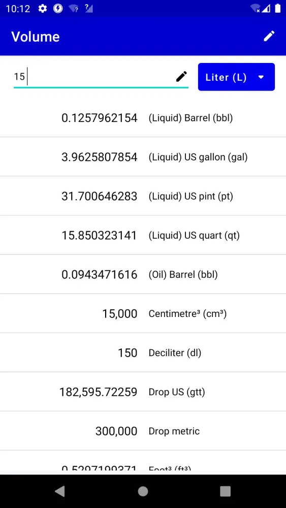Ảnh chụp màn hình của Unit converter