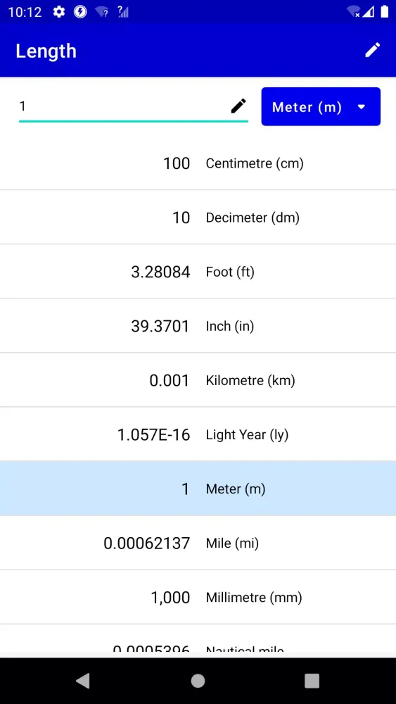 Ảnh chụp màn hình của Unit converter