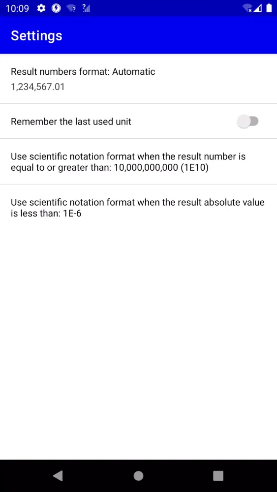 Ảnh chụp màn hình của Unit converter