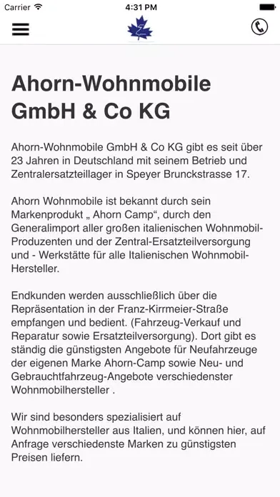 Ahorn Wohnmobile GmbH & Co KG應用截圖