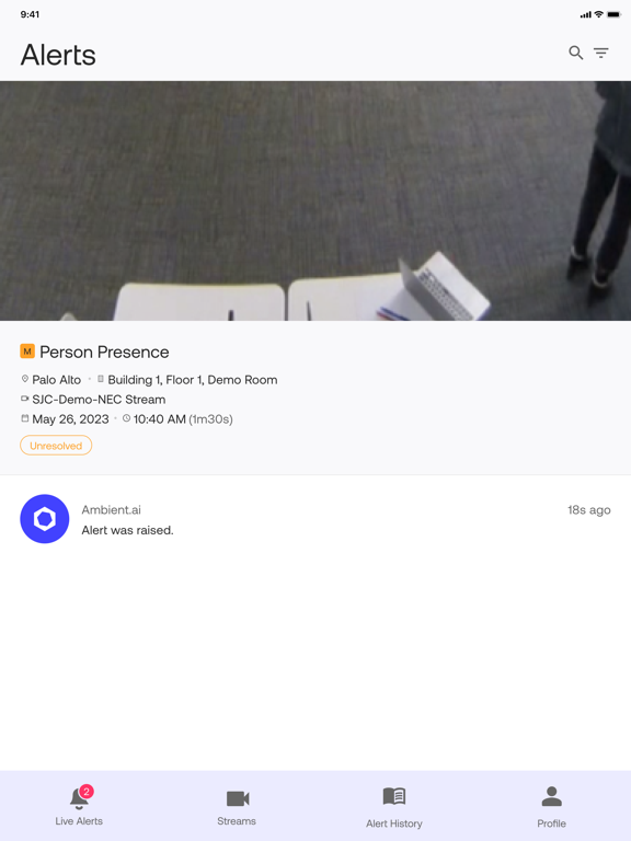 Ambient.ai iPad 应用截图