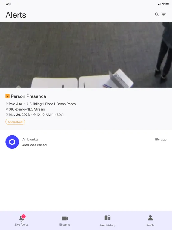 Ambient.ai iPad  Ekran Görüntüleri