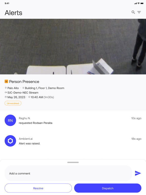 Ambient.ai iPad 应用截图