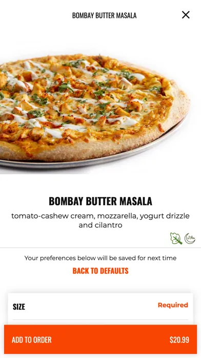 Ảnh chụp màn hình của Bombay Pizza Kitchen