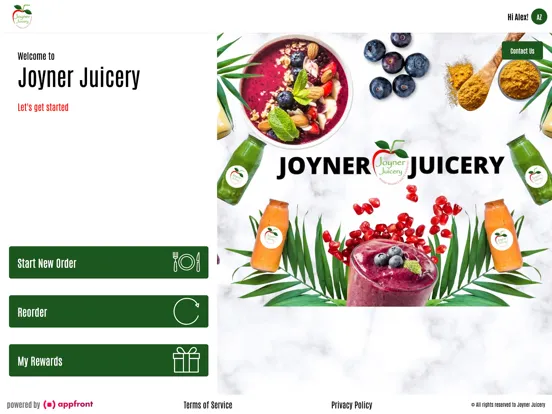 Tangkapan layar Joyner Juicery iPad 