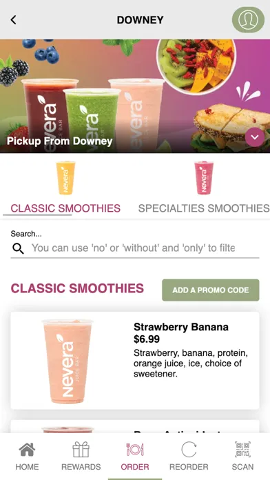 Tangkapan skrin Nevera Juice Bar Online