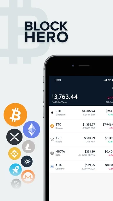 BlockHero Crypto Portfolio Screenshots