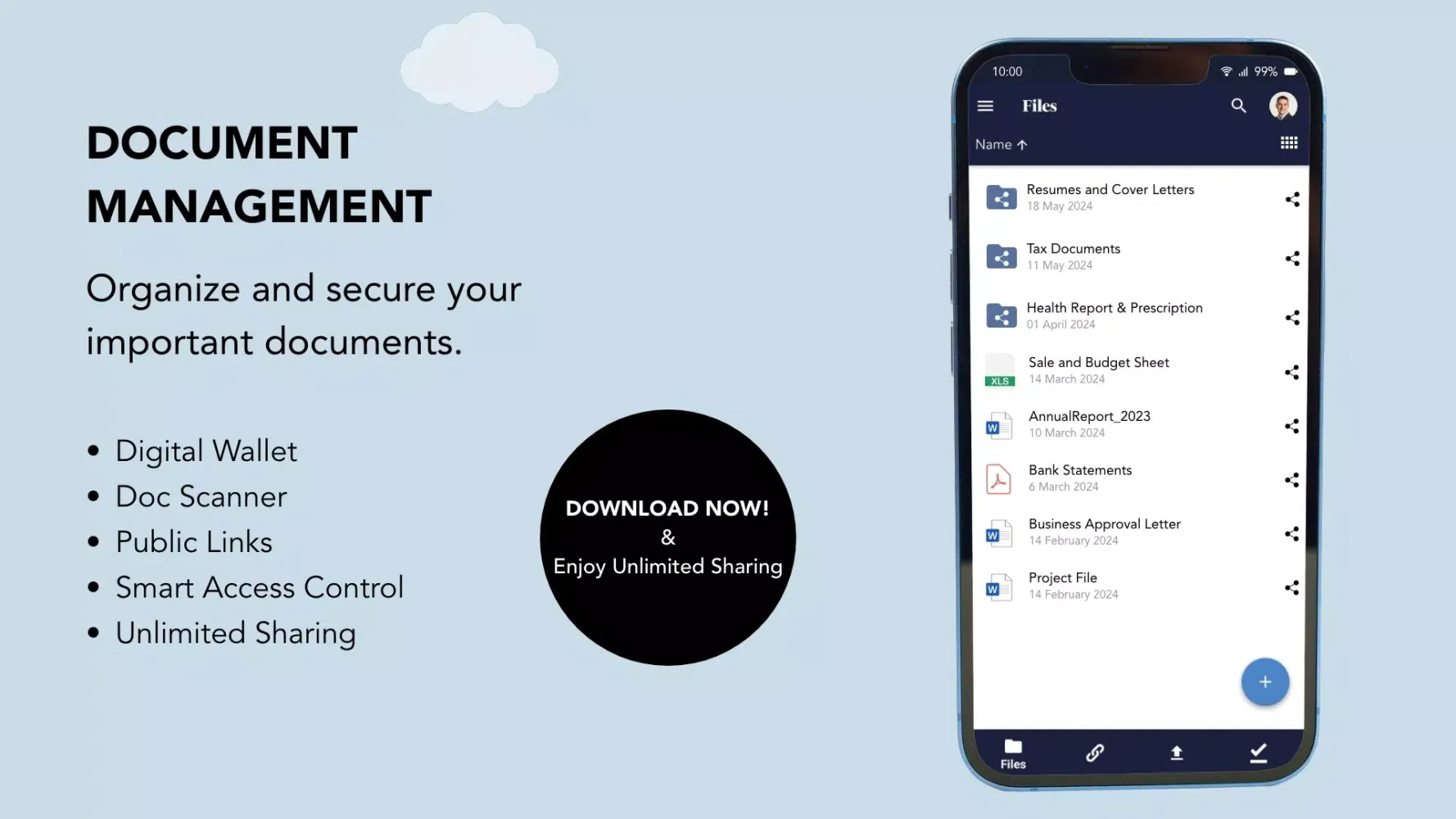 Screenshot di eShare.ai: File Cloud Storage