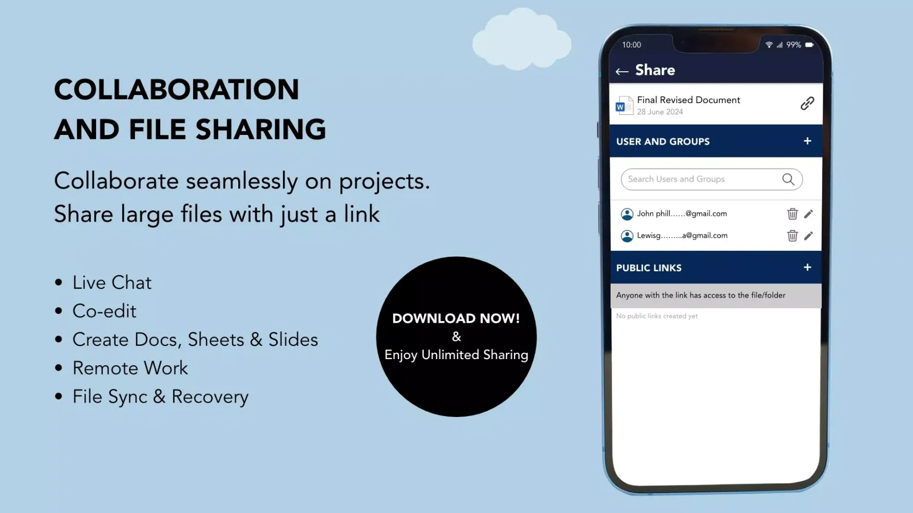 Screenshot di eShare.ai: File Cloud Storage