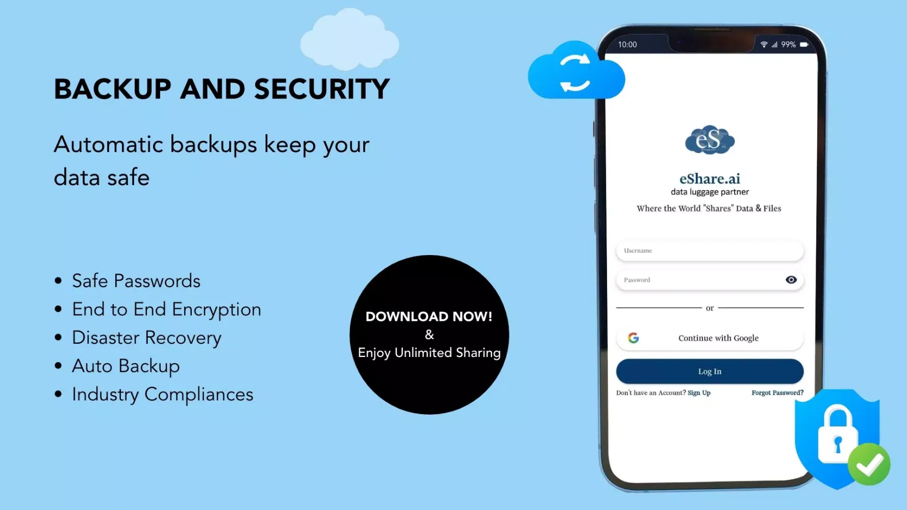 Screenshot di eShare.ai: File Cloud Storage