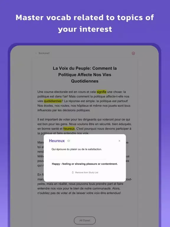 Tangkapan skrin Zaban Language Learning iPad 