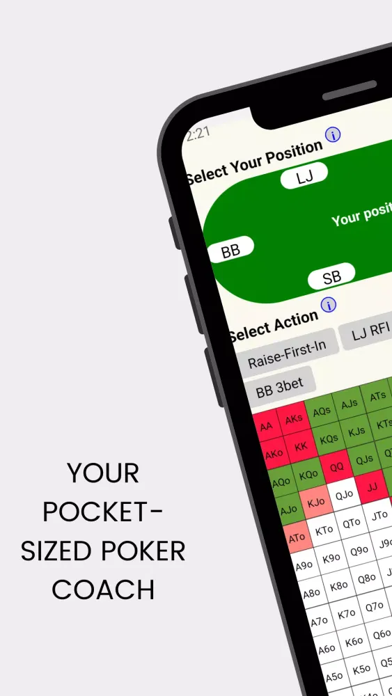 Tangkapan skrin Poker Preflop Chart Calculator