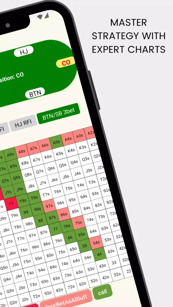 Tangkapan skrin Poker Preflop Chart Calculator