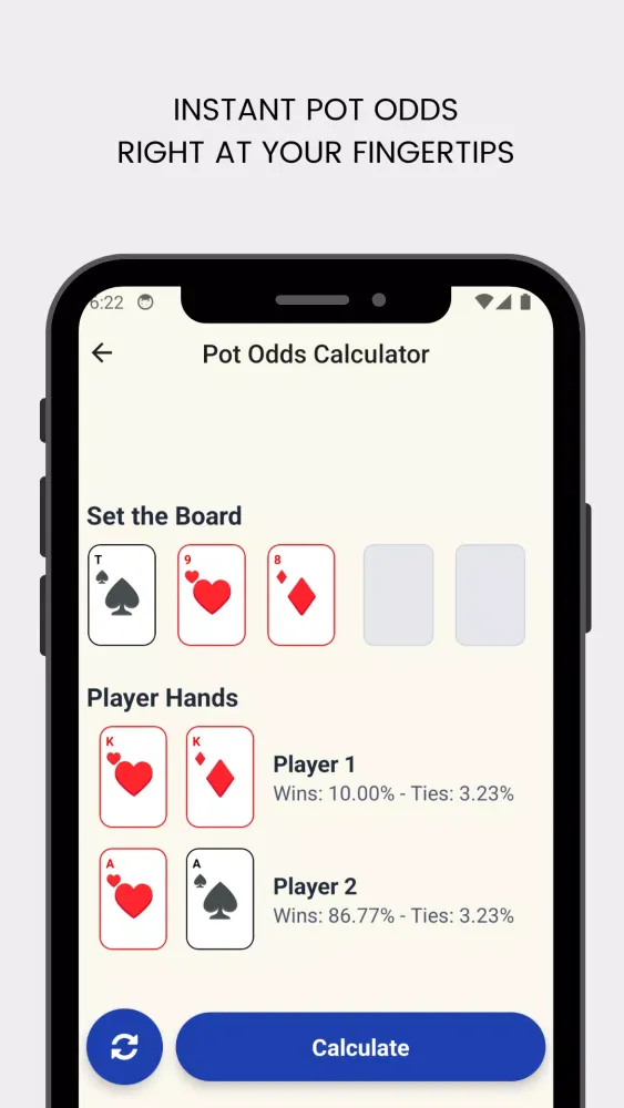 Tangkapan skrin Poker Preflop Chart Calculator