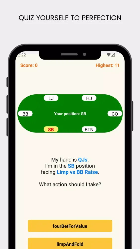 Tangkapan skrin Poker Preflop Chart Calculator