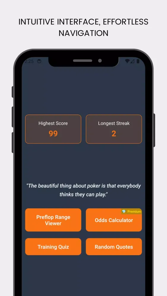Tangkapan skrin Poker Preflop Chart Calculator