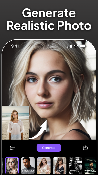 Tangkapan layar AI Headshot Generator ·