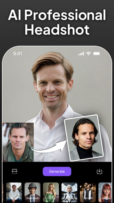 Tangkapan layar AI Headshot Generator ·