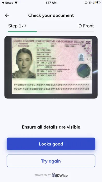ภาพหน้าจอของ IDWise Verify