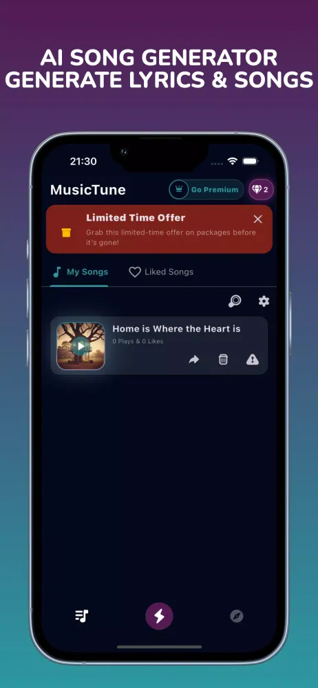 Capturas de tela do MusicTune AI