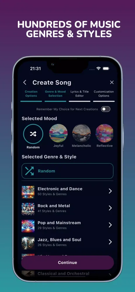 Capturas de tela do MusicTune AI