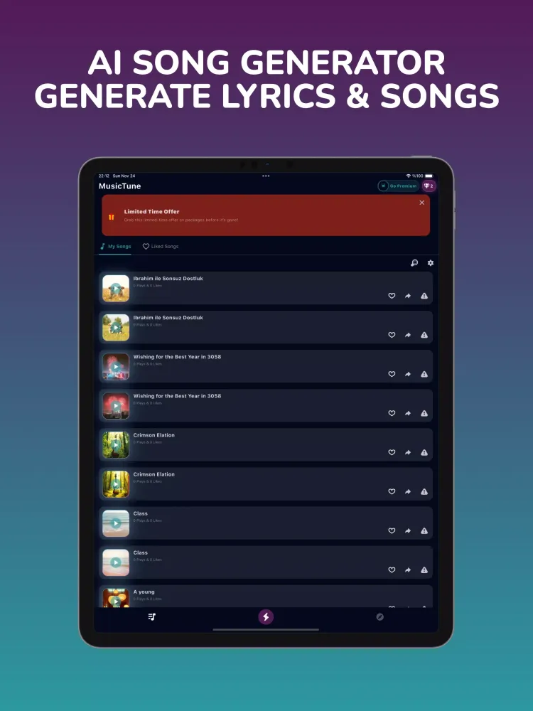 Capturas de tela do MusicTune AI