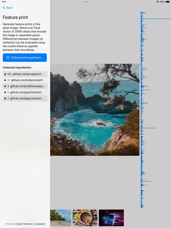 Tangkapan skrin Vision Framework Explorer iPad 