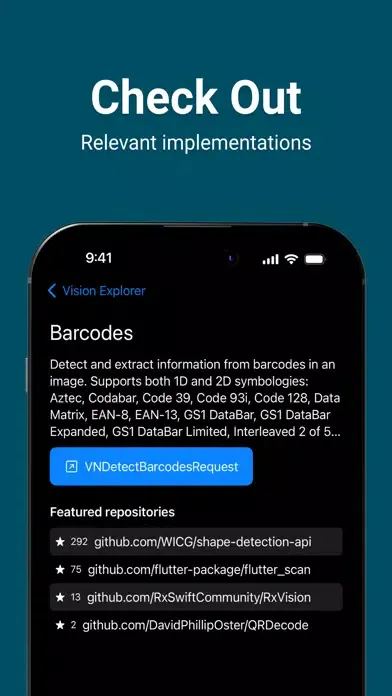 Tangkapan skrin Vision Framework Explorer