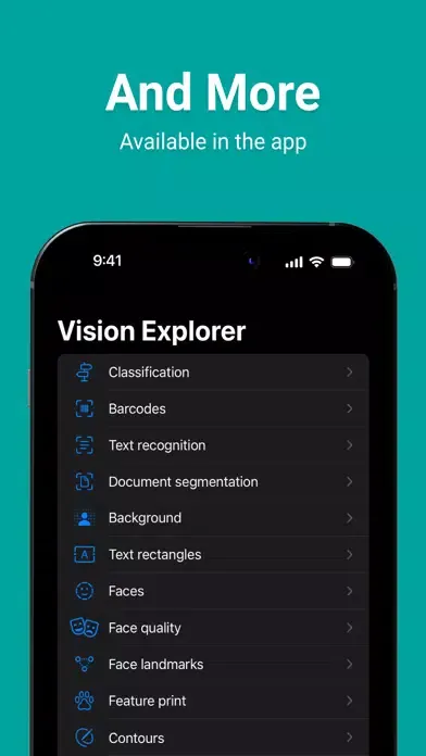 Tangkapan skrin Vision Framework Explorer