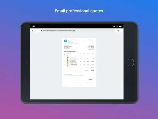 Zrzuty ekranu QuickQuote-Send quotes quickly iPad 
