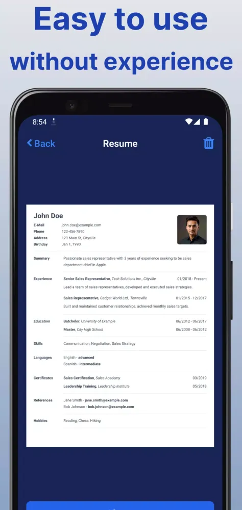 Resume Builder & Cover Letter Screenshots