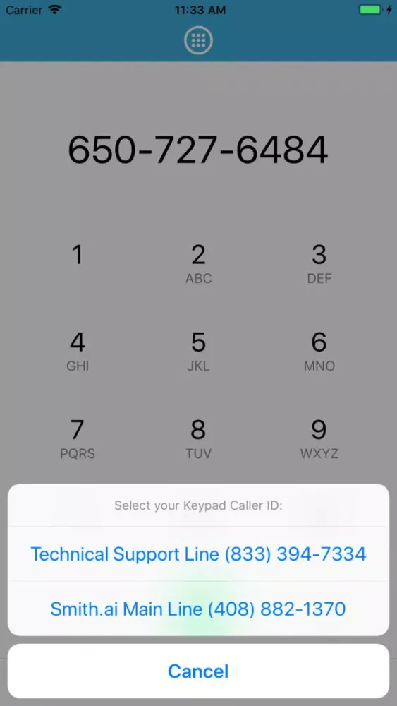 ภาพหน้าจอของ Smith.ai Keypad