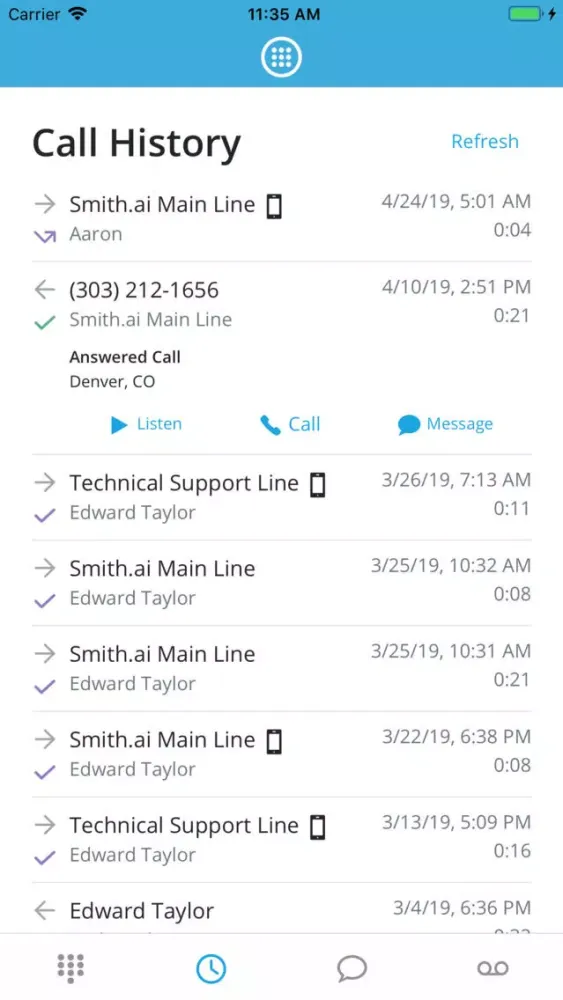 ภาพหน้าจอของ Smith.ai Keypad