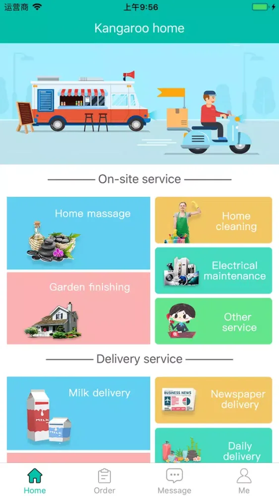 Ảnh chụp màn hình của Kangaroo service home