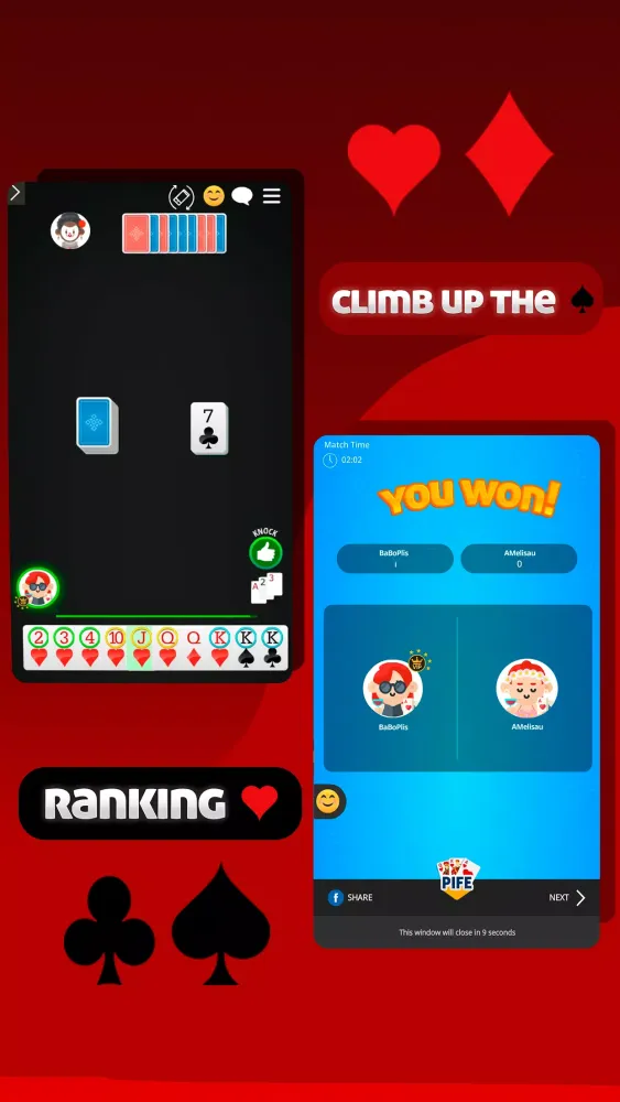 Captures d'écran de Straight Gin Rummy Online