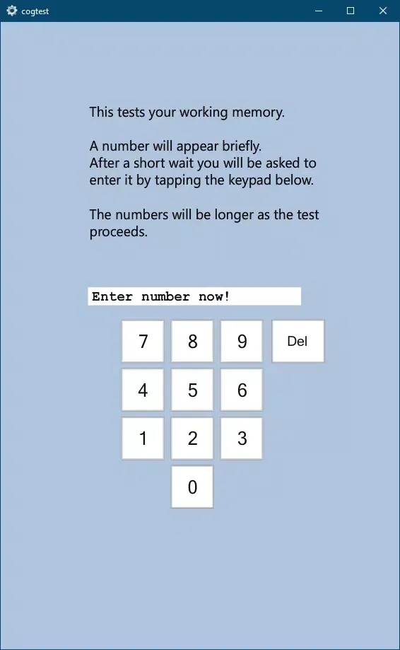 Cognitive Test Screenshots
