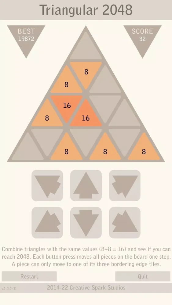 Triangular 2048 Screenshots