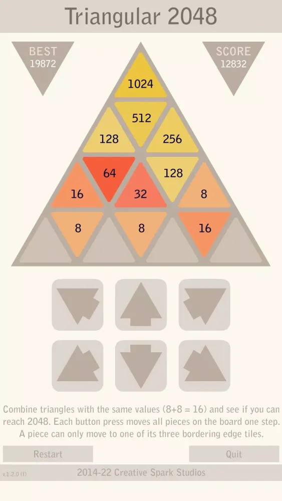 Triangular 2048 Screenshots