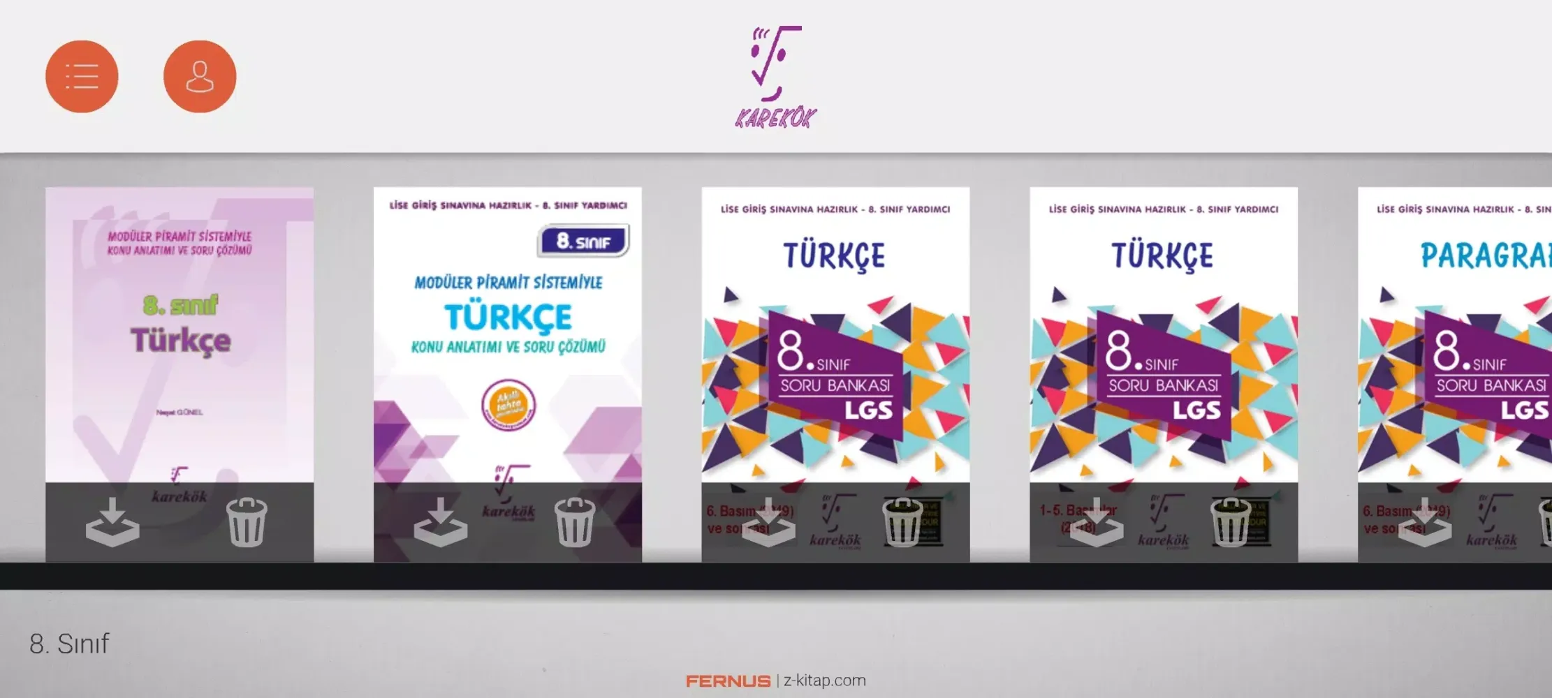 Karekök Mobil Kütüphane Ekran Görüntüleri