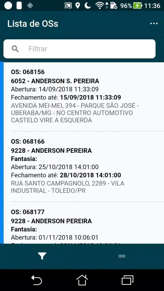 Screenshot di Service OS Mobile