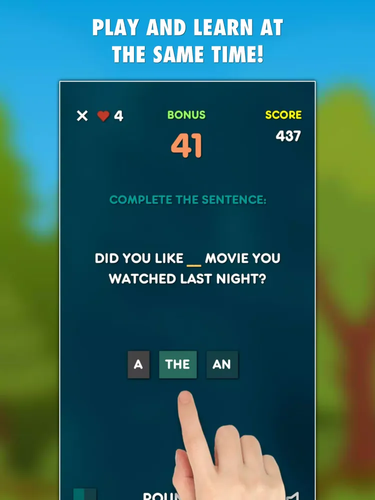 Captures d'écran de Articles Grammar Test