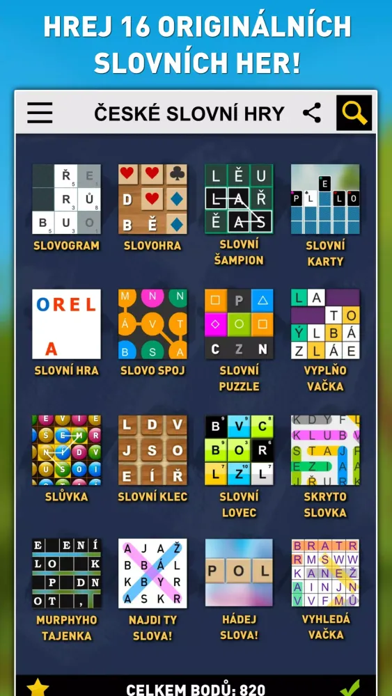 České Slovní Hry 16-v-1 Ekran Görüntüleri